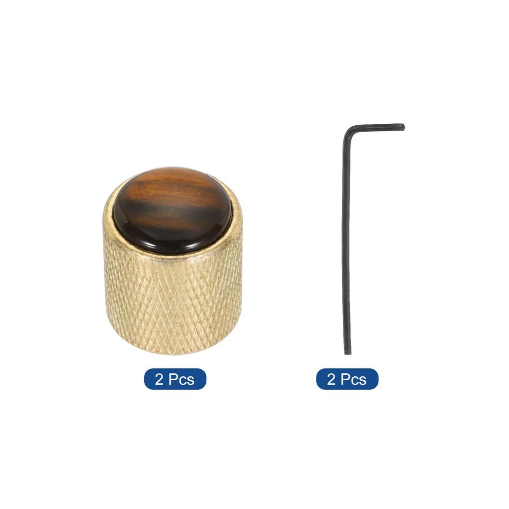 uxcell Guitar Bass Dome Amber Gold for Electric Guitars and Includes 2 Internal Hex Wrenches Knob, Top, 6mm, Metal, Volume/Tone Control, Basses,