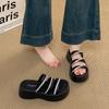 Rhinestone Platform Slippers Women's Summer Wear 2025 Summer New Fashion Open-toed Beach One-word Cool Slippers