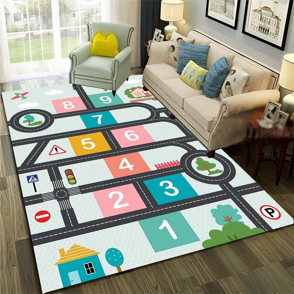 Funny Hopscotch Child Digital Games Boy Girls Carpet Rug for Home Living Room Bedroom Sofa Doormat Decor,Non-slip Floor Mat