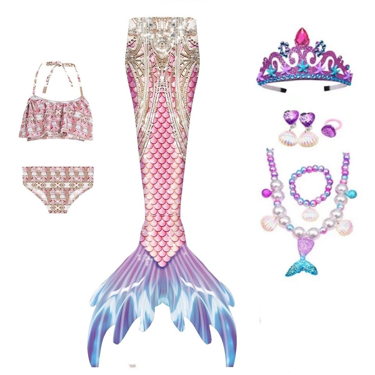 

Новинка 2024 года, купальный костюм с хвостом русалки для девочек, купальник, бикини, От 3 до 12 лет 110(3-4T)