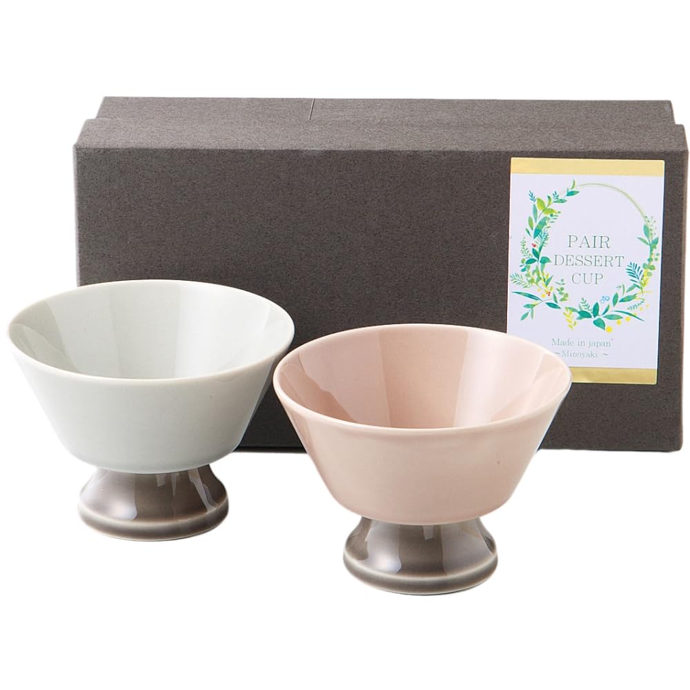 

Ale-net Medium Bowl, W10 x D10 x H6.5cm, Pink and Gray Pair, High-Footed, Porcelain, Mino Ware, Made in Japan