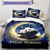3PC Custom Name Panda Moon Night Sky Bedding,soft and breathable,2D Flat Print,room decor.,Poster Three-piece set,Soccer Three-piece set,Art,Poster,So