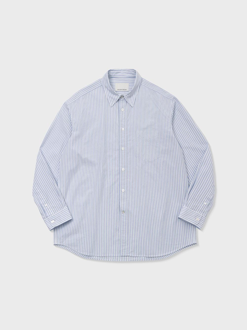 Хлопковая полосатая рубашка Comfort от Atelier Deldio (синий) S