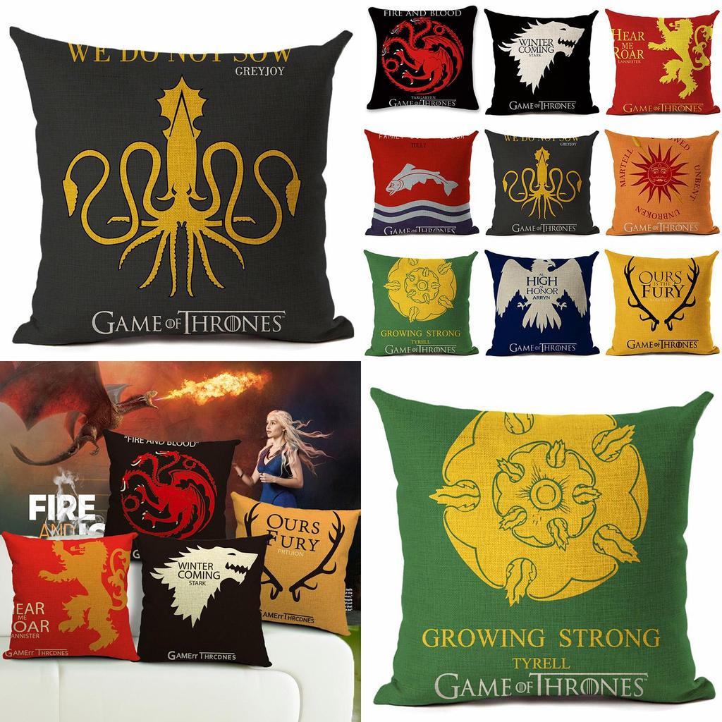 Game Of Thrones Themed Cotton Linen Pillow Cover For Winter Decor Sofa Home Car