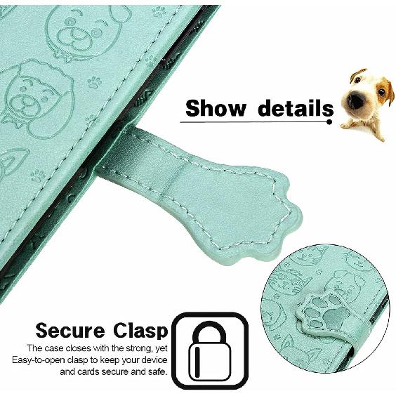 

Case for Galaxy A06 Wallet Case for Women with Card Holder Embossed Cute Flip PU Leather Magnetic Protective Cover with Lanyard for Samsung Galaxy SD4: Green
