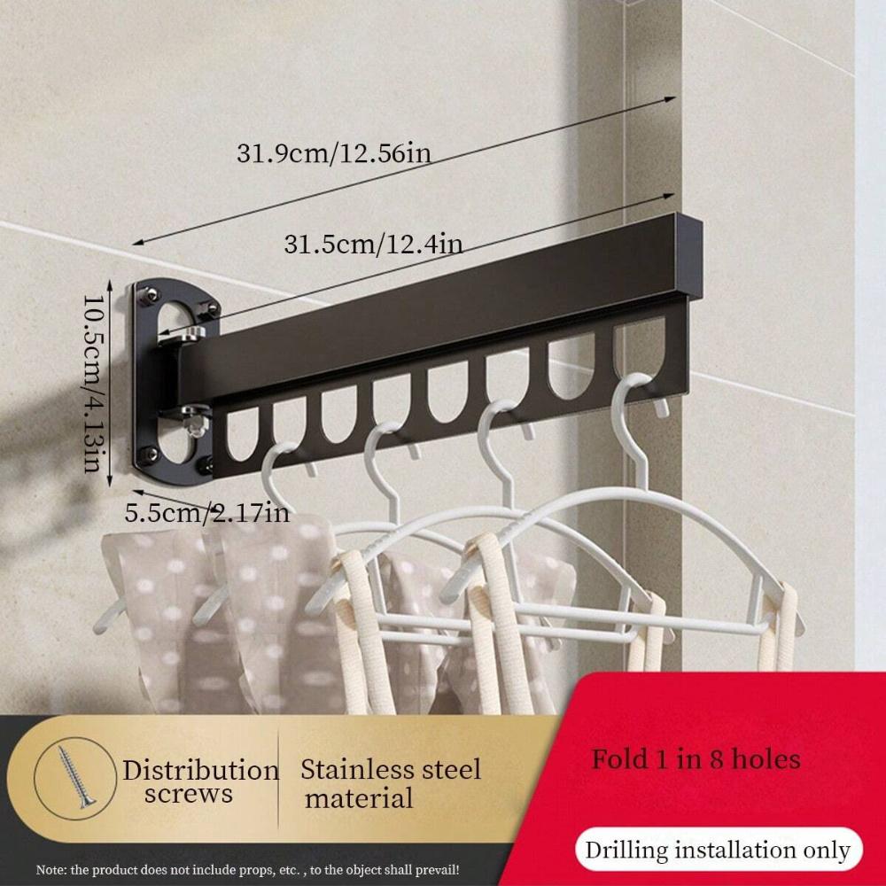 

Складная настенная сушилка для одежды из алюминиевого сплава, вешалка для балкона без сверления для использования в отеле/дома в помещении и на открытом воздухе