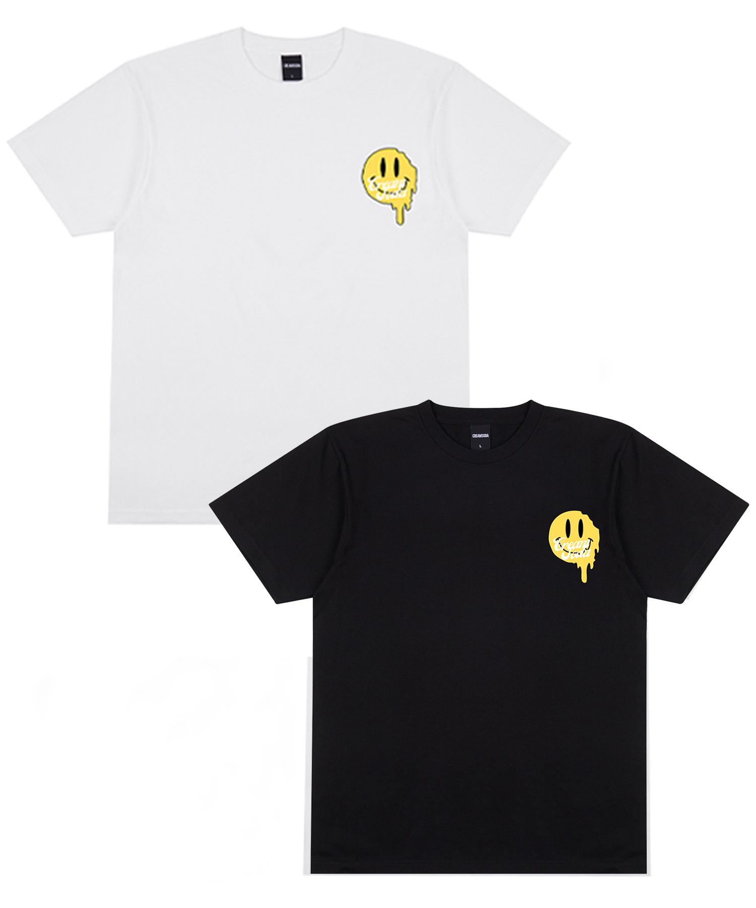 Cream Soda Lab [2Pack] Lab Smile Flow Short Sleeve T-Shirt Black White L