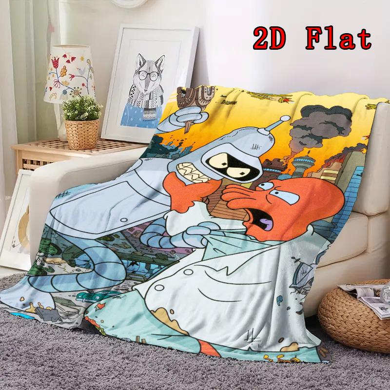 Robot Cartoon 2D Flat Pattern Flannel Blanket High Quality All Seasons Warmth and Comfort Perfect for Christmas Gifts.PMT0914369