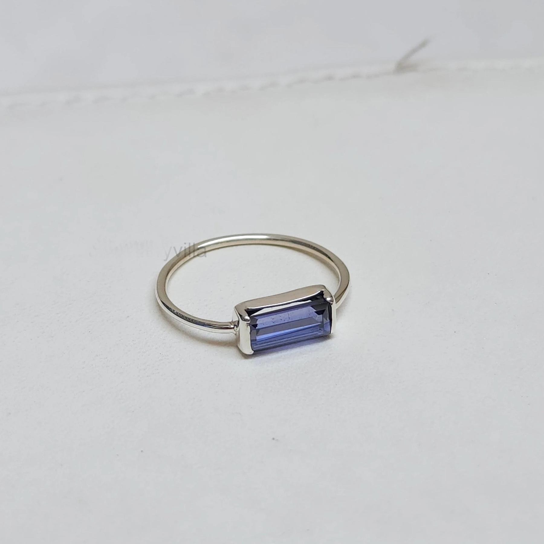

Baguette Blue Iolite 925 Sterling Silver Ring Jewelry, Handmade Artisan Gift Jewelry 5