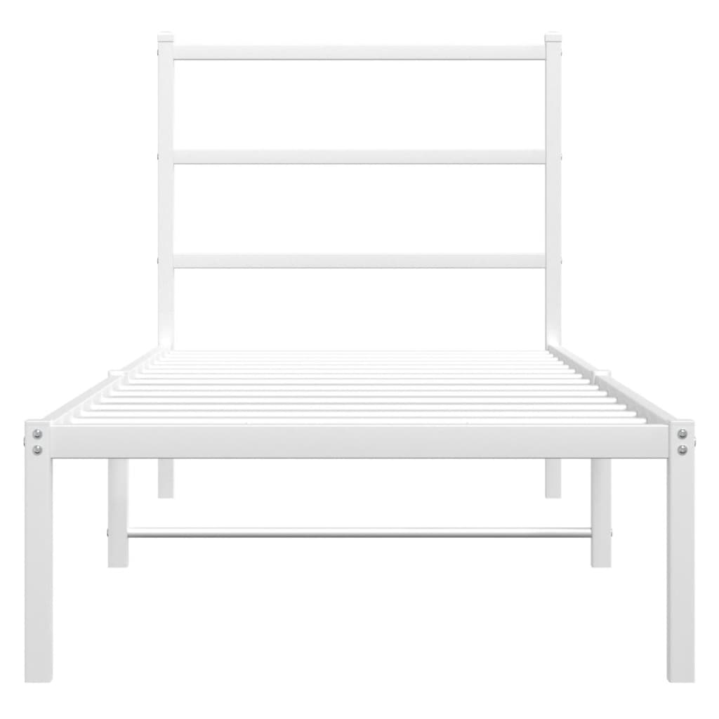 Vidaxl Metal Bed With Headboard, Without Mattress, White, 75X190 Cm