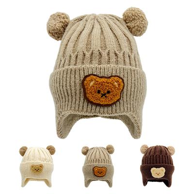 Babywollmütze niedliche Bärenohrenmütze Kinder Winter verdickte warme Strickmütze Babymütze