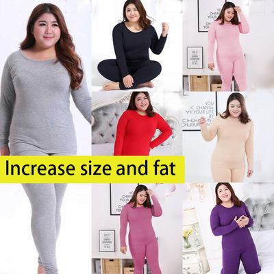 Plus Size Thermal Set Women Long Johns Set Solid Warm Thermal Underwear Thermo Long Sleeve Pants Pajamas Set Winter Home Clothes
