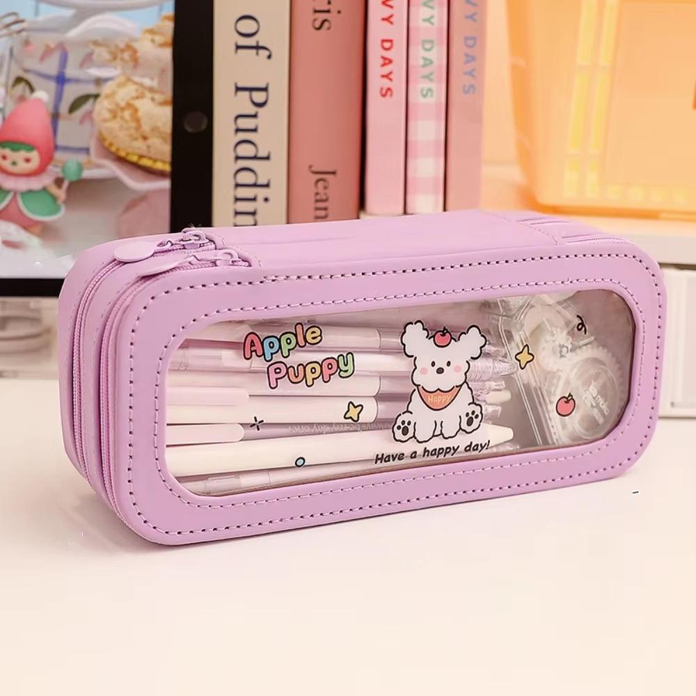 

Красивая большая вместительная сумка для карандашей, эстетичная сумка для хранения канцелярских принадлежностей, школьный офис фиолетовый