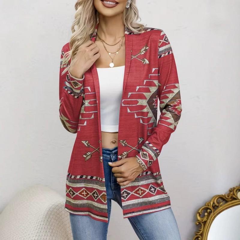 2026 Casual Open Front Cardigan Mid-Length Coat 3D Pumpkin Ghost Print