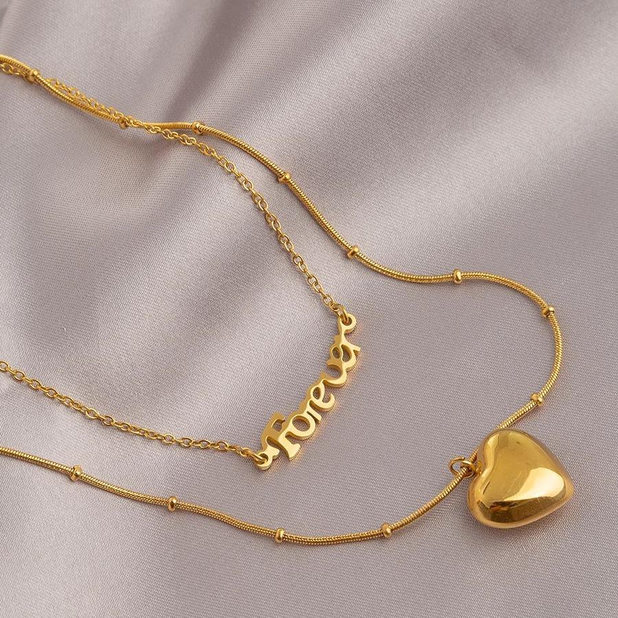 Double Layer Titanium Steel Heart Necklace - Minimalist Light Luxury Accessory