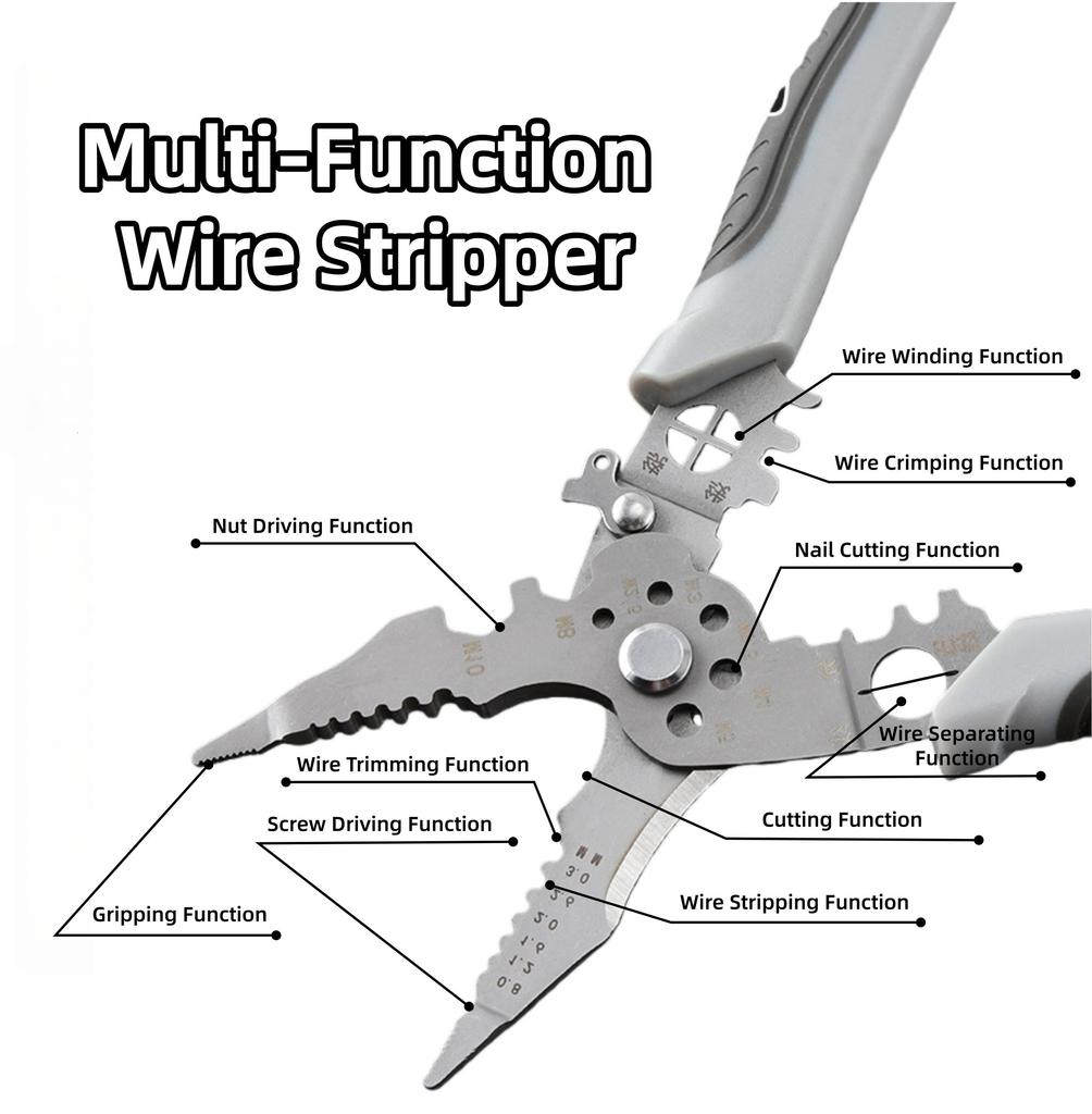 Multi-Function Wire Stripper Electrician Tool Crimping Cutting