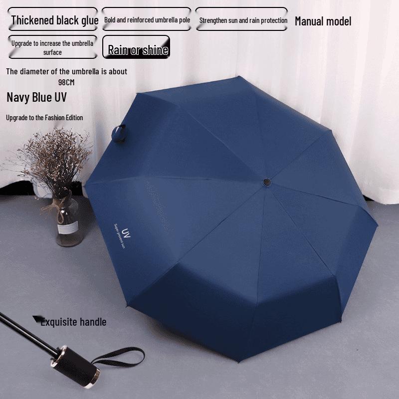 Vindtät Dubbelanvändning UV-skydd Parasoll: Svartlim Sol- eller Regnskärm, Kreativ Design för Män & Kvinnor, Studentvänlig Dubbelvikbar