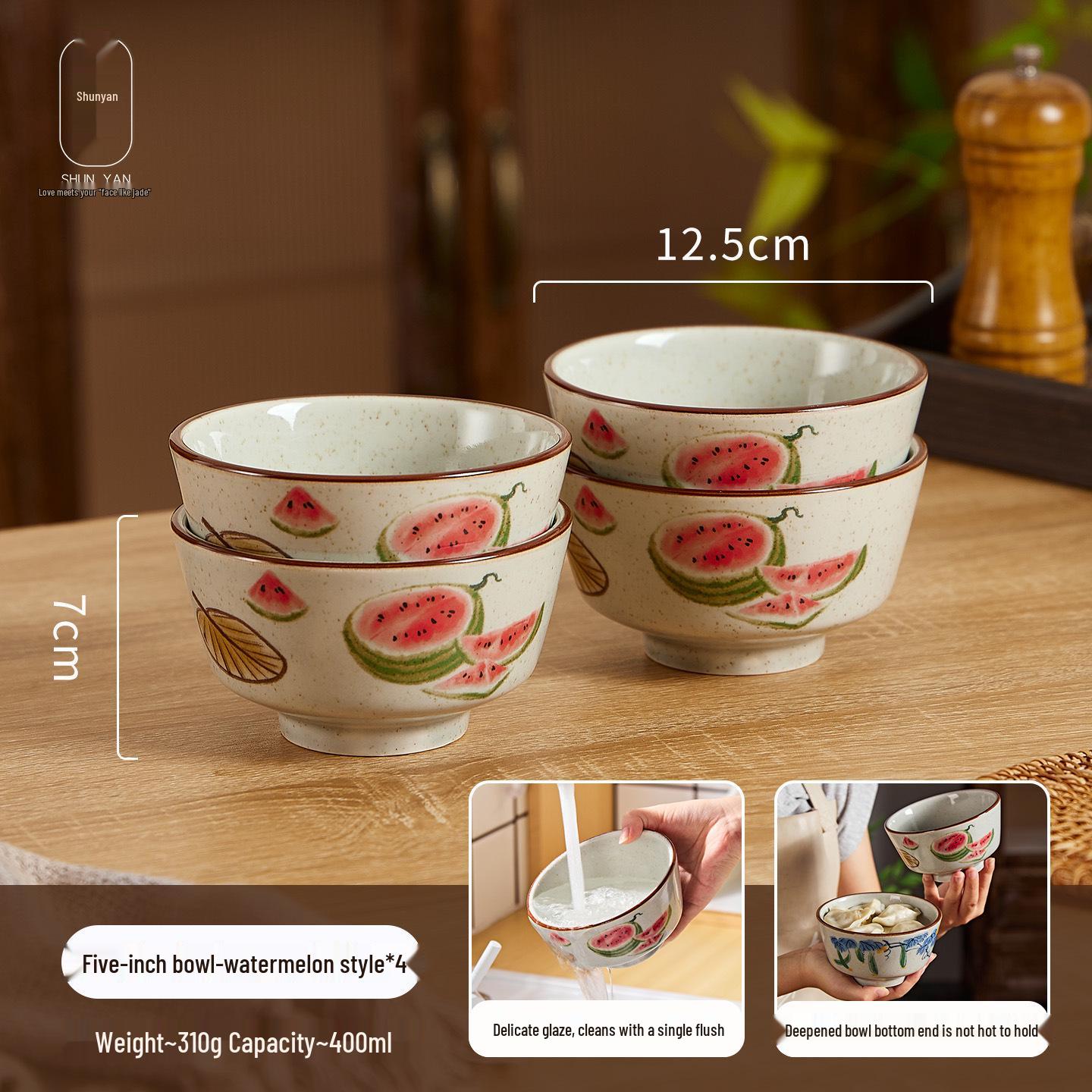 

Retro Jingdezhen Underglaze Ceramic Bowl for Rice, Noodles, Soup, or Dessert.