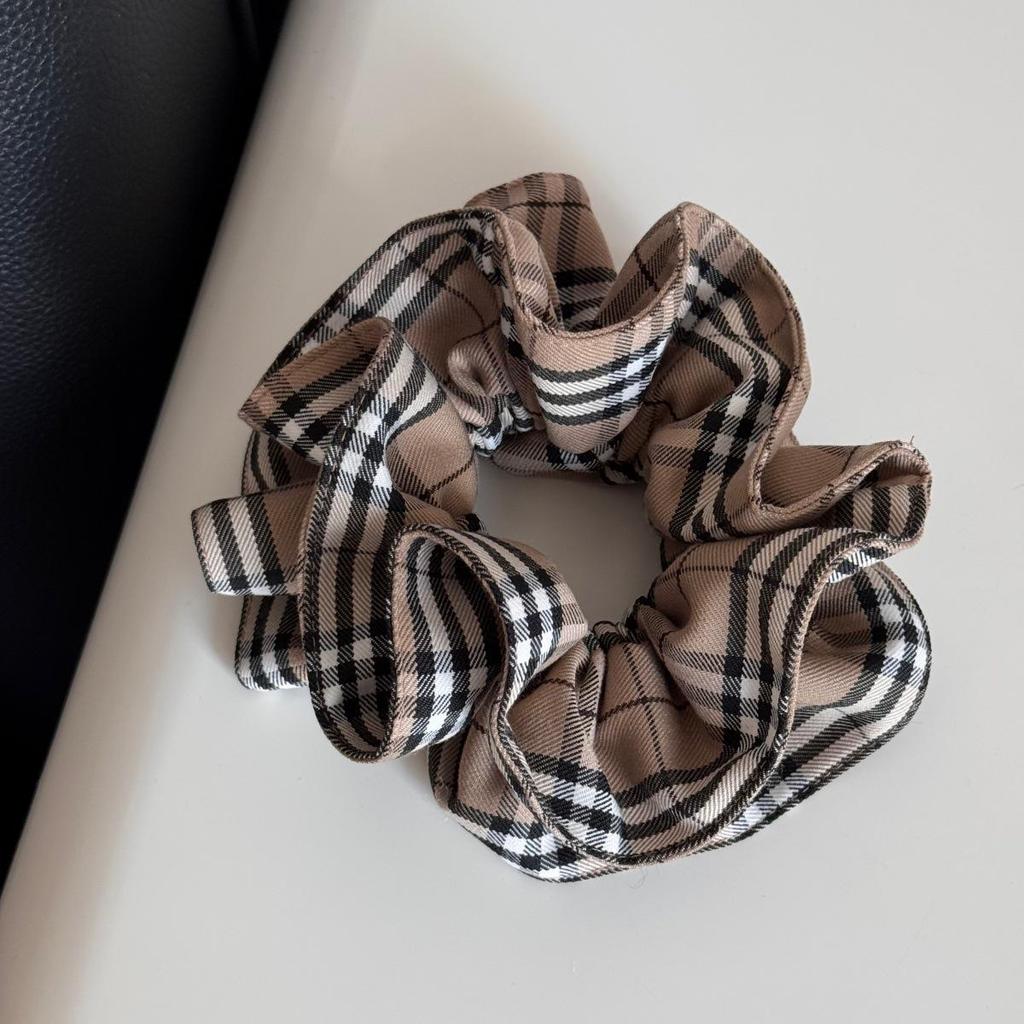 Korean Retro Plaid Scrunchie Hair Tie Headband for Women