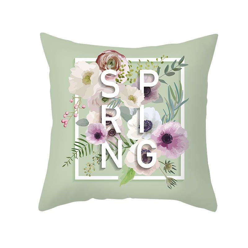 Plant Flower Creative Letter Pattern Printing Cover Car Sofa Cushion Cover Luxury Home Decoration Cushion Cover