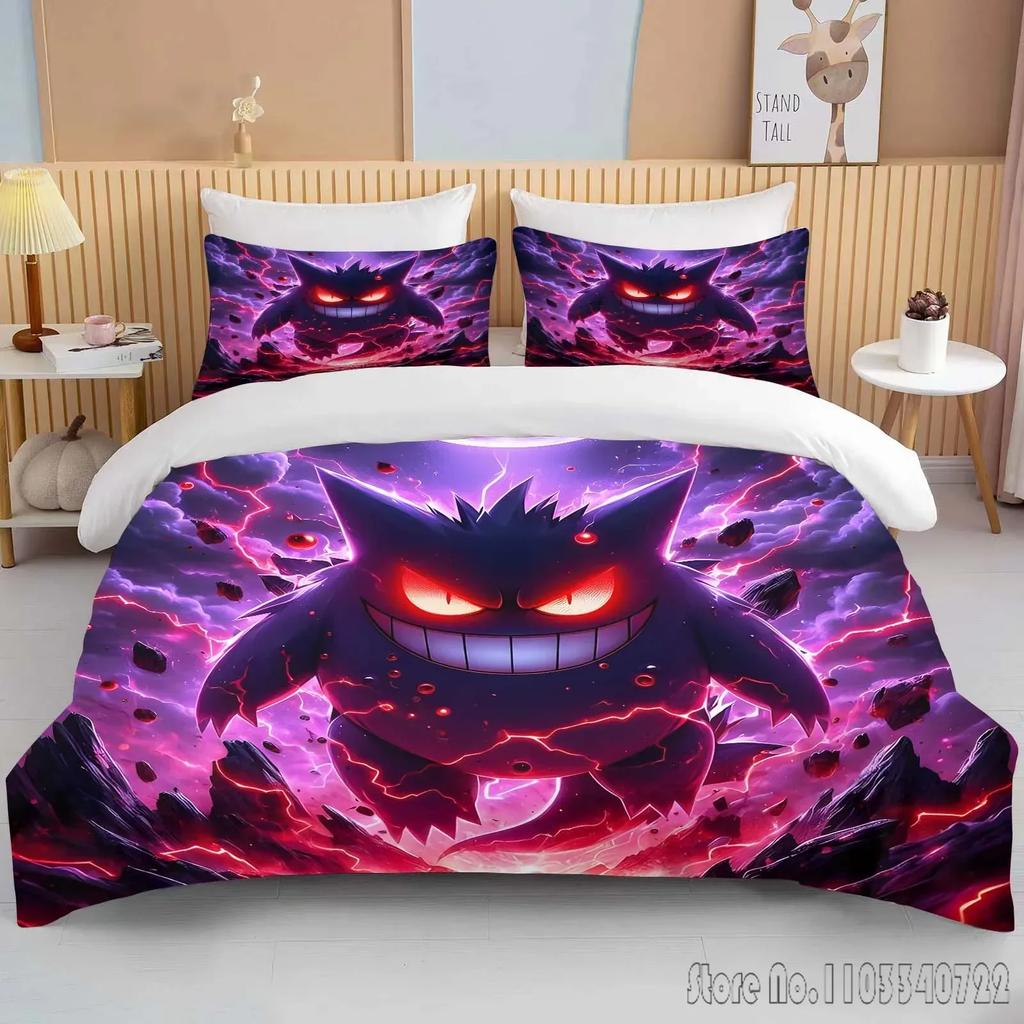 Anime Pokemon Gengar 3D Tištěný Dětský Povlečení Sada Dětské Povlaky na Peřinu Sada Ložní Prádlo Twin Jednolůžko King Děti Dospělí Dárek