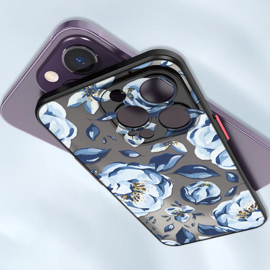 Cartoon Bule Flower Funda Back Phone Cover Case for iPhone 17 Pro Max 7 8 SE 11 15 XS XR 13 Mini 14 Air 12 16 Plus