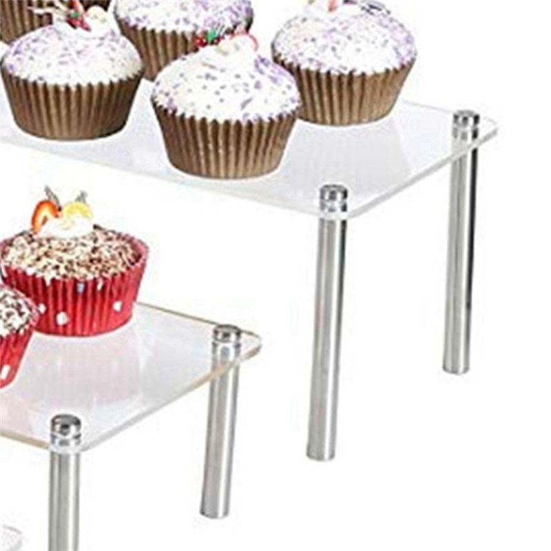 AEE4-3Piece Ladder Acrylic Cupcake Display Stand Hand Puppet Jewelry Display Stand Transparent Cosmetic Display Stand Transparen