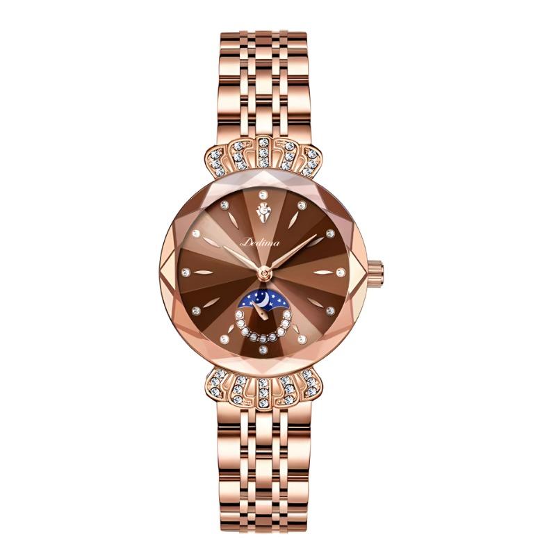 Top Brand New Women's Diamond-encrusted Waterproof Steel Band Watch Business Casual Light Luxury Butterfly Buckle Women's Watch
