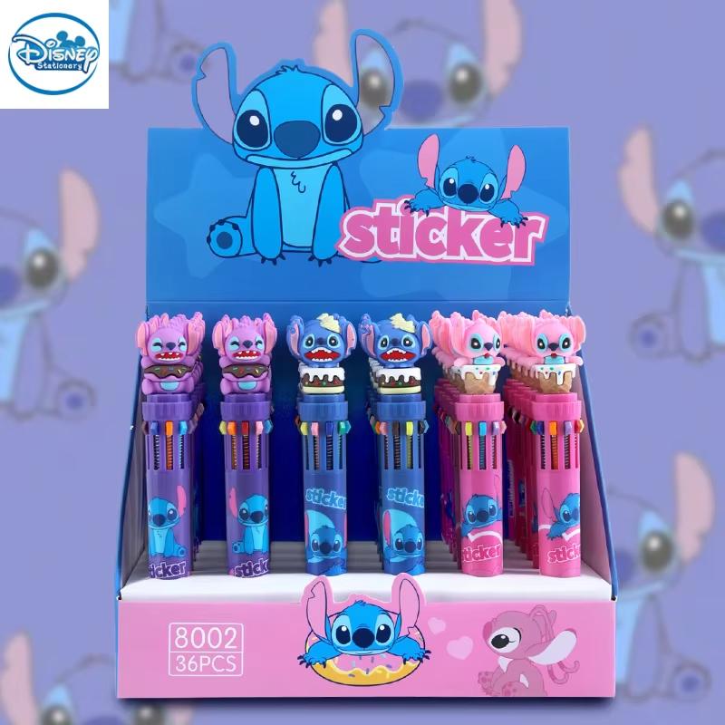 MINISO Stitch 1/6 adet Tükenmez Kalem Çizgi Film 10 Renkli İşaretleyici 0.7 Çocuklar Graffiti Çok Renkli El Kalemi Öğrenciler Öğrenim Kırtasiye
