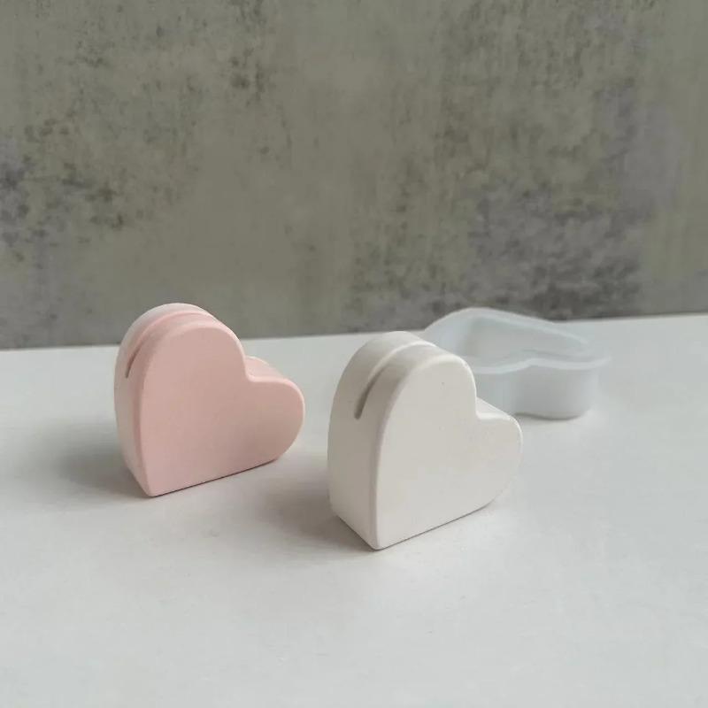 Heart Card Holder Silicone Mold DIY Concrete Cement Business Making Plaster Resin Casting Mould Home Handicraft Desktop Decor