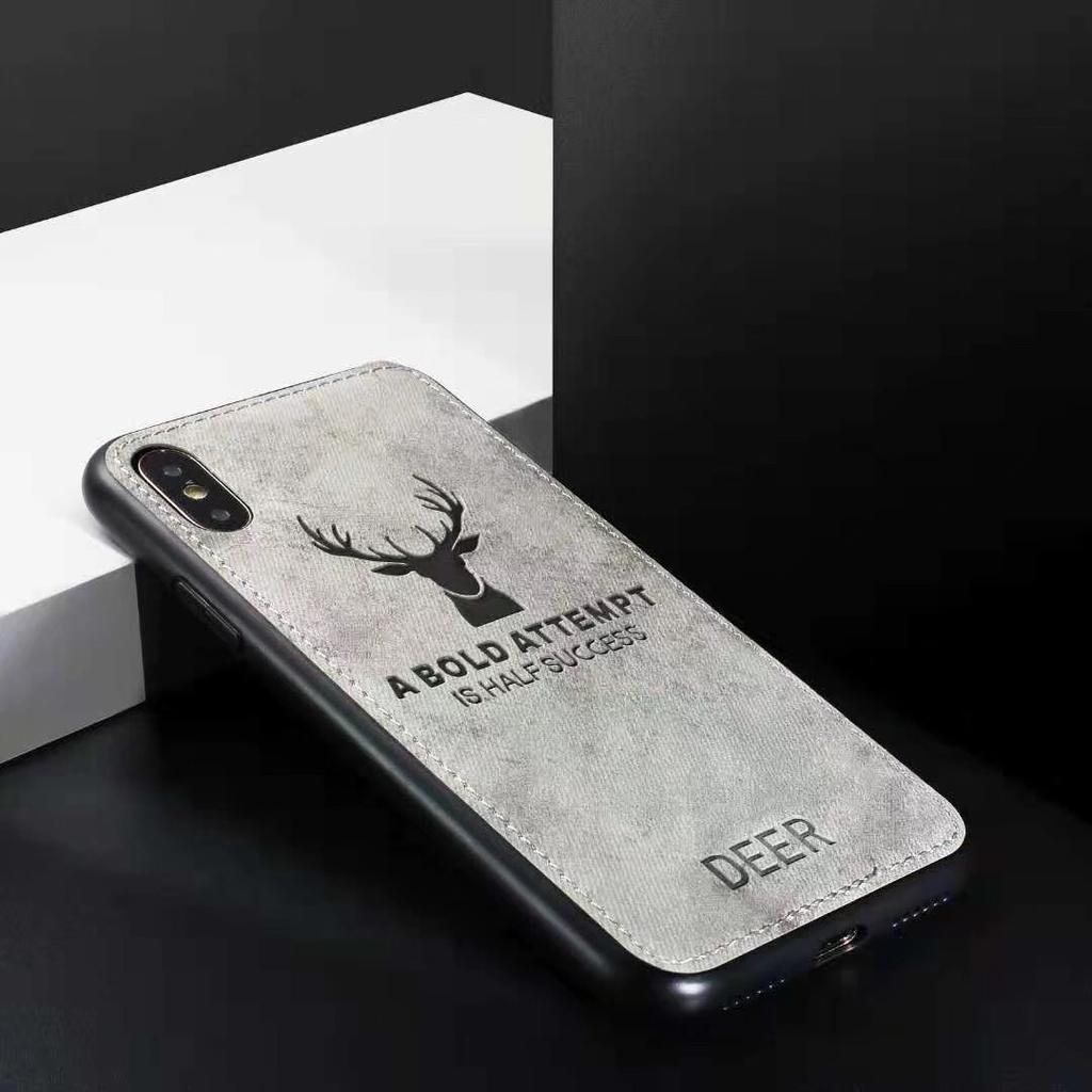 For iPhone11 12 13proMax miniTPU Soft Shell Apple XR XS X 6 6S iPhone 7 8plus Phone Case Cloth Texture 3D Embossed Deer Case
