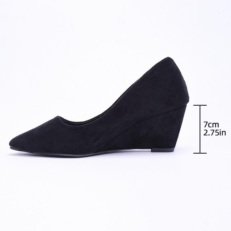 Shallow Retro Wedged Single Shoes for Women's Outer Wear Spring New Pointed Black Simple High Heels