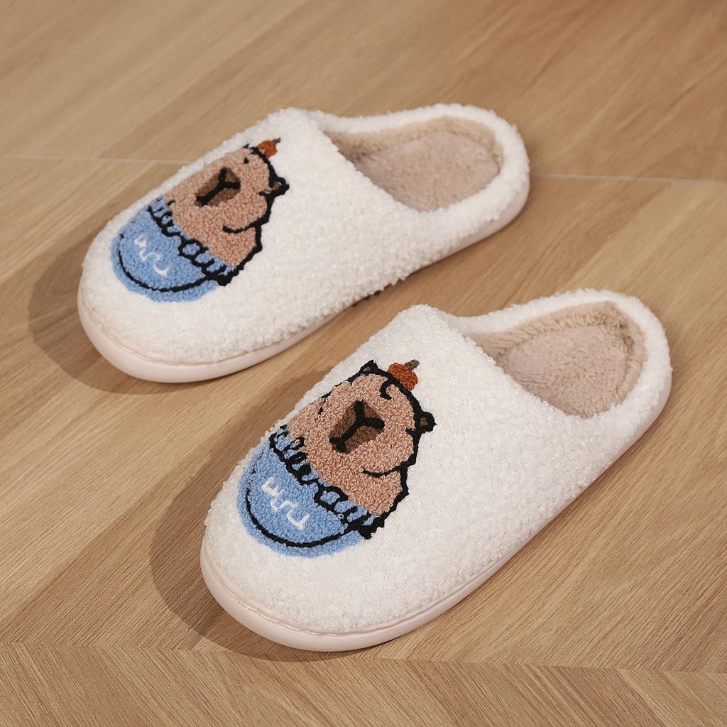 Fashion Smile Winter New Warm Comfortable Cotton Slippers Non-slip Cute Cartoon Fluffy Soft Indoor Slippers Wool Cotton Slippers