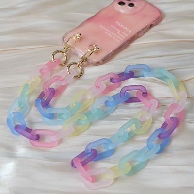 New Phone Accessory Cellphone Part Chain Anti Lost Universal Candy Rainbow Shoulder Neck Crossbody Phone Strap Case Holder Chain