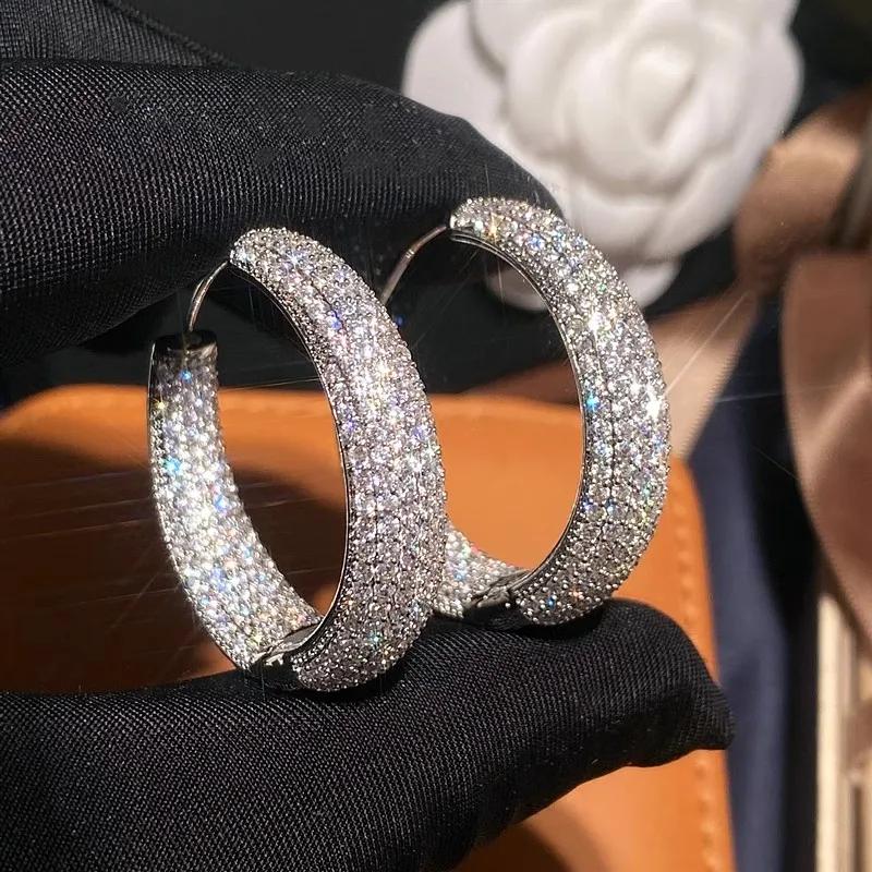 Gorgeous Dainty Circle Round Hoop Earrings for Women Charming Cubic Zirconia Wedding Engagement Jewelry Party Accessories