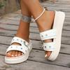 Fashion 2025 Summer Fashion Rivet Roman Flats Sandals for Women Thick Soled Open Toe Casual Slippers Outdoor Beach Sandals 35-40