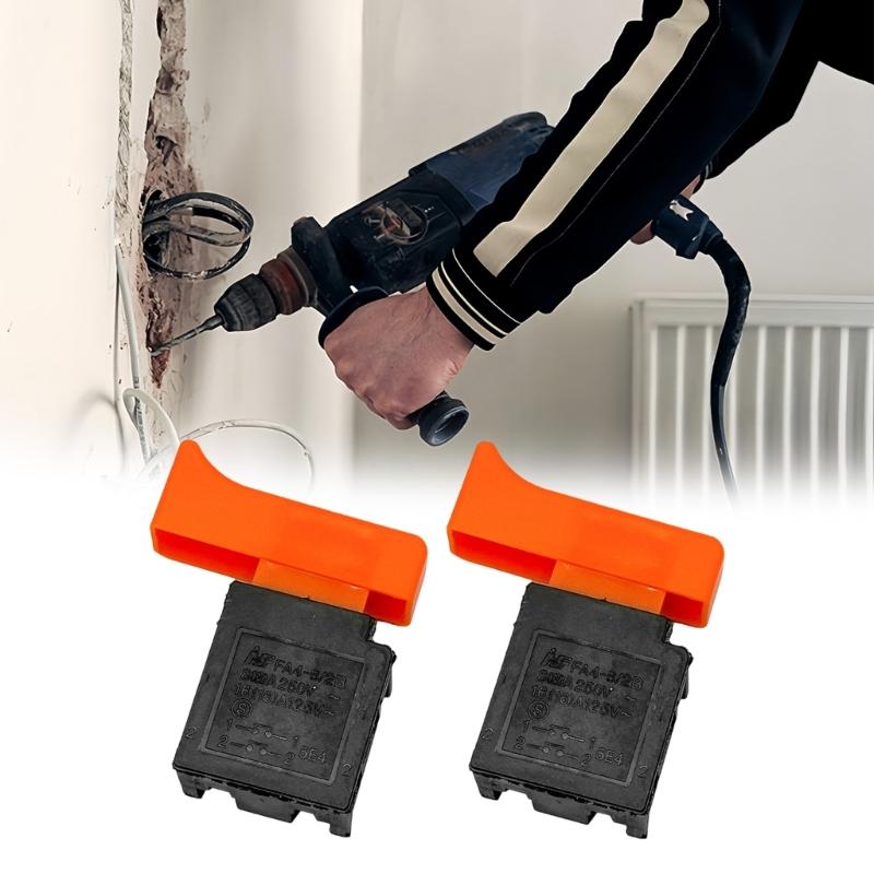 Long Cap Power Tool Control Replacement Part, Black Orange Press Component, Plastic Housing, 2 Pack Spare for Drill Service Work and Storage