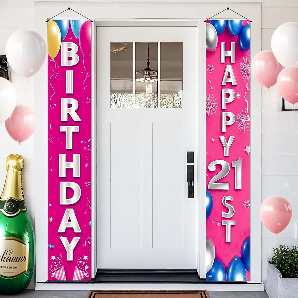 Happy Birthday Door Banner Decorations Porch Banners for Men Women Birthday Porch Sign Party Supplies Decoration for Outdoor Indoor Birthday Decor