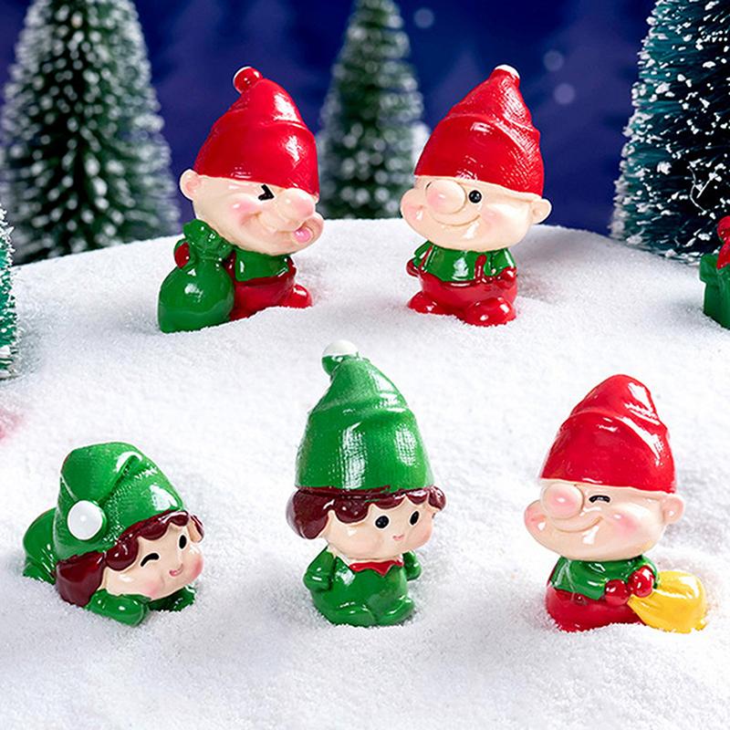 1Pcs Creative Christmas Elf Character Resin Handicraft DIY Christmas Decorations Micro Landscape Accessories Desktop Ornament