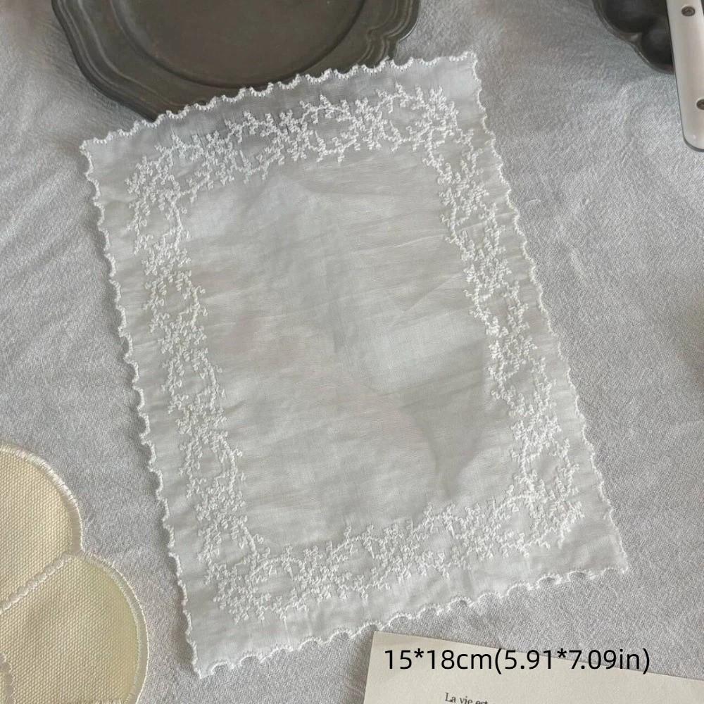 Soft Flounced Lace Placemats Flower Embroidered Cloth Napkins New Table Cup Mat  Photo Background