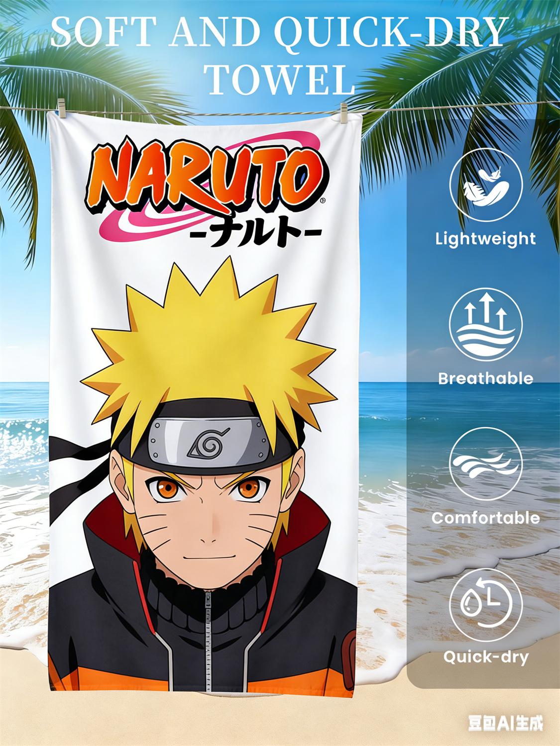 

Naruto Beach Towel, Anime Fan Favorite Character Print Quick-Dry Towel for Beach, Pool, Vacation and Anime Enthusiasts W40*H60(CM)