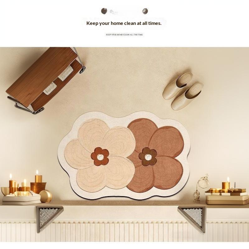 Flower Shaped Bath Mat Bathroom Super Absorbent Foot Mats Non-Slip Quick Dry Shower Pad Toilet Carpet Doormat Washable