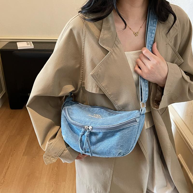 Vintage Hobo Bag Women's Embroidered Denim Shoulder Crossbody Bag