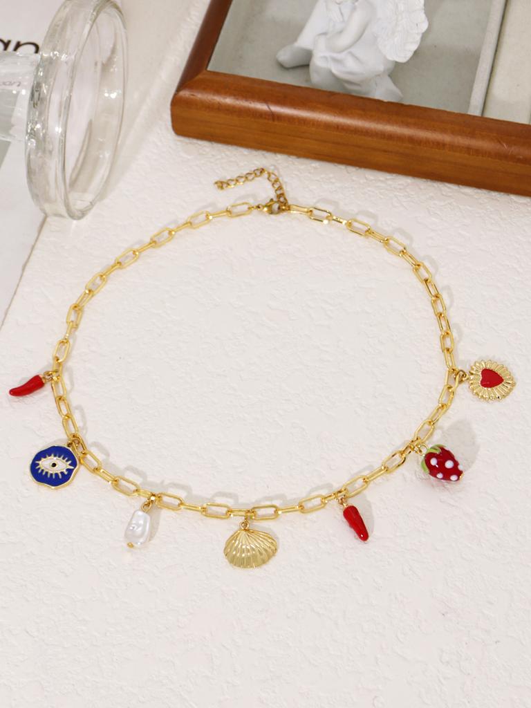 Charm Girl Necklace Shell Beach Jewelry Cute Necklace for Girlfriend Choker Women Gift Strawberry Evil Eye Accesorios