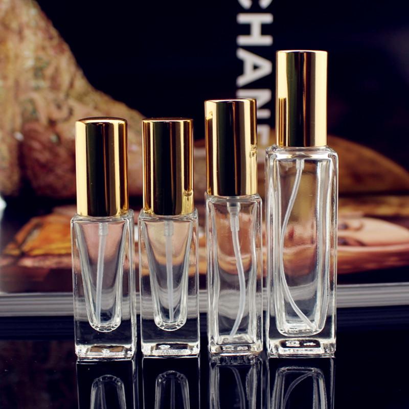 High-End Transparent Rectangular Glass Perfume Sample Bottle (6ml/10ml/20ml/30ml) with Fine Mist Spray