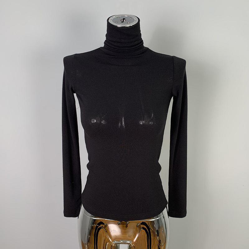 Women's Korean Slim Fit High Neck Long Sleeve T-Shirt