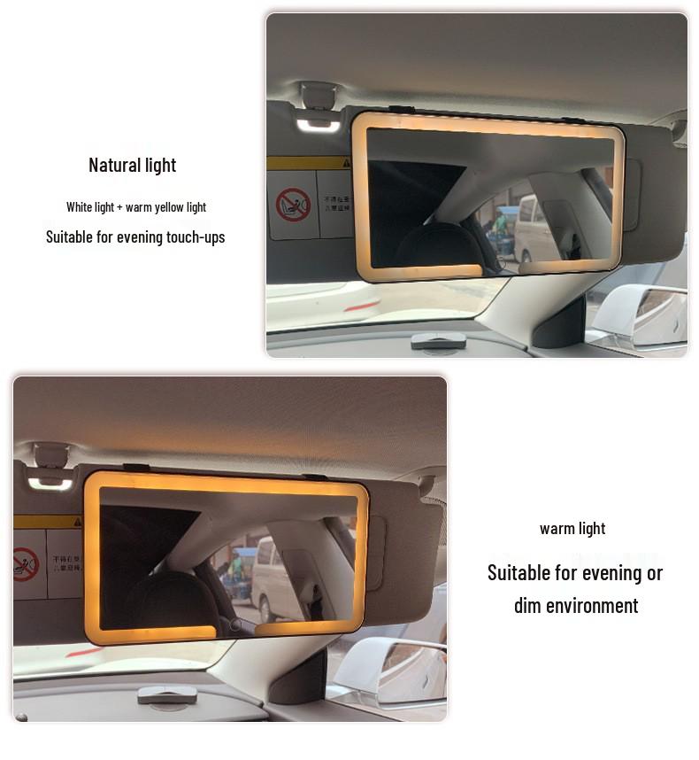 LED Light Car Sun Visor Makeup Mirror - Shatterproof HD Interior Dressing Mirror