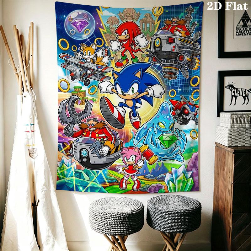 Hedgehog Sonic Valley Wall Hanging Printed Fabric Blanket Decorative Tapestries for Bedroom Living Room Home Decor