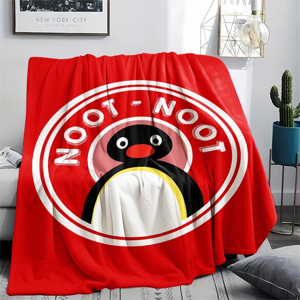 1 Stück PINGU Aufdruck Flanelldecke, Hohe Qualität für alle Jahreszeiten, Heimdekoration, Wärme und Komfort, Perfekt für Weihnachtsgeschenke