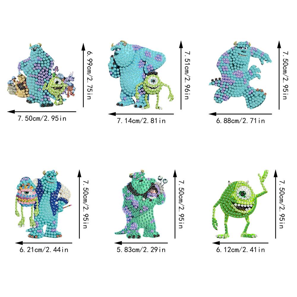6Pcs Monster Series Diamond Art Fridge Magnet Diamond Painting Refrigerator Magnet DIY Fridge Stickers for Fridge Whiteboards